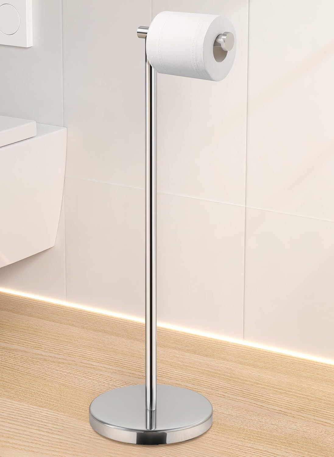 KES Gold Toilet Paper Holder Free Standing SUS 304 Stainless Steel Rustproof Pedestal Lavatory Tissue Roll Holder Floor Stand Modern Brushed Gold Finish, BPH283S1-BZ