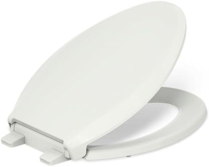 KOHLER 4636-RL-96 Cachet ReadyLatch Elongated Toilet Seat Slow Close Soft Close, Toilet Seat Quiet Lid, Contoured Grip-Tight Bumpers Installation Hardware, Apartment Essentials, Biscuit