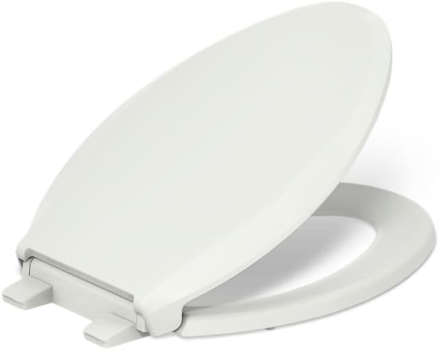 KOHLER 4636-RL-96 Cachet ReadyLatch Elongated Toilet Seat Slow Close Soft Close, Toilet Seat Quiet Lid, Contoured Grip-Tight Bumpers Installation Hardware, Apartment Essentials, Biscuit