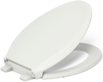 KOHLER 4636-RL-96 Cachet ReadyLatch Elongated Toilet Seat Slow Close Soft Close, Toilet Seat Quiet Lid, Contoured Grip-Tight Bumpers Installation Hardware, Apartment Essentials, Biscuit