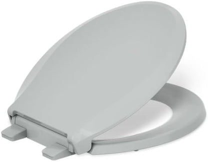 KOHLER 4636-RL-96 Cachet ReadyLatch Elongated Toilet Seat Slow Close Soft Close, Toilet Seat Quiet Lid, Contoured Grip-Tight Bumpers Installation Hardware, Apartment Essentials, Biscuit