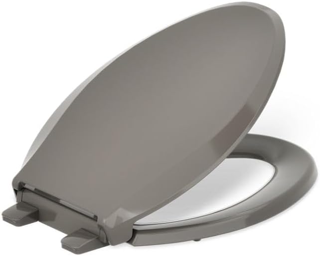 KOHLER 4636-RL-96 Cachet ReadyLatch Elongated Toilet Seat Slow Close Soft Close, Toilet Seat Quiet Lid, Contoured Grip-Tight Bumpers Installation Hardware, Apartment Essentials, Biscuit