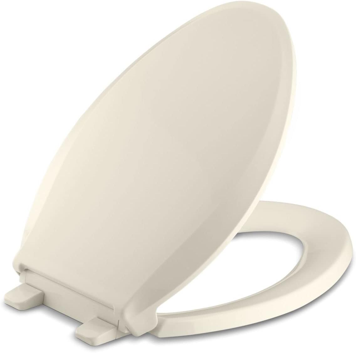 KOHLER 4636-RL-96 Cachet ReadyLatch Elongated Toilet Seat Slow Close Soft Close, Toilet Seat Quiet Lid, Contoured Grip-Tight Bumpers Installation Hardware, Apartment Essentials, Biscuit