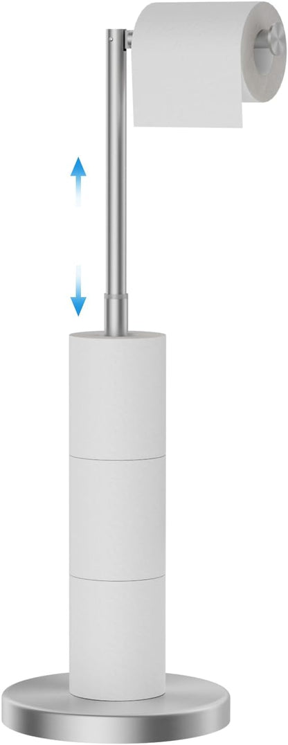 FORIOUS Toilet Paper Holder Stand, Modern Freestanding Tissue Roll Holder for Bathroom, Durable SUS 304 Stainless Steel and Weighted Base Toilet Paper Stand, Storage for 4 Rolls, Brushed Gold