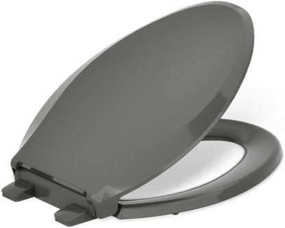 KOHLER 4636-RL-96 Cachet ReadyLatch Elongated Toilet Seat Slow Close Soft Close, Toilet Seat Quiet Lid, Contoured Grip-Tight Bumpers Installation Hardware, Apartment Essentials, Biscuit