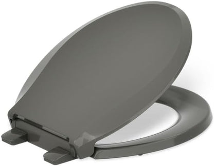 KOHLER 4636-RL-96 Cachet ReadyLatch Elongated Toilet Seat Slow Close Soft Close, Toilet Seat Quiet Lid, Contoured Grip-Tight Bumpers Installation Hardware, Apartment Essentials, Biscuit
