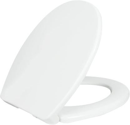 LUXE TS1008E Elongated Comfort Fit Toilet Seat with Slow Close, Quick Release Hinges, and Non-Slip Bumpers (White)