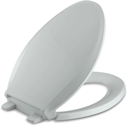 KOHLER 4636-RL-96 Cachet ReadyLatch Elongated Toilet Seat Slow Close Soft Close, Toilet Seat Quiet Lid, Contoured Grip-Tight Bumpers Installation Hardware, Apartment Essentials, Biscuit