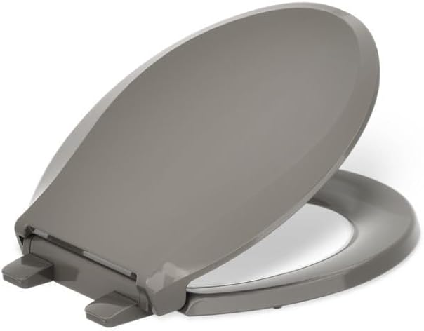 KOHLER 4636-RL-96 Cachet ReadyLatch Elongated Toilet Seat Slow Close Soft Close, Toilet Seat Quiet Lid, Contoured Grip-Tight Bumpers Installation Hardware, Apartment Essentials, Biscuit