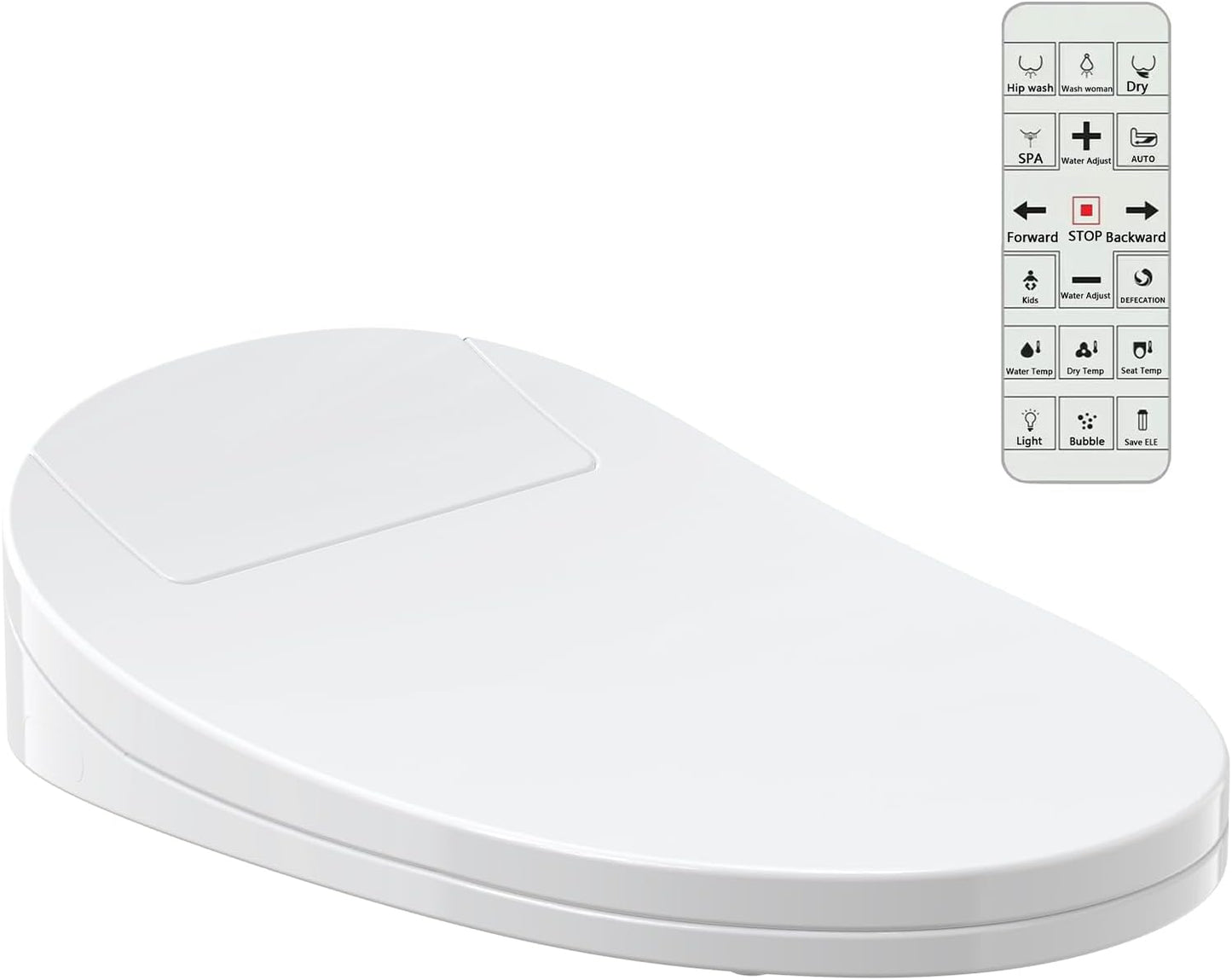 Electronic Bidet Toilet Seat with Warm Water & Air Dryer - Heated Seat, Night Light, Remote Control for Elongated Toilets, Self-Cleaning Nozzle, Instant Hot Water, Energy Saving