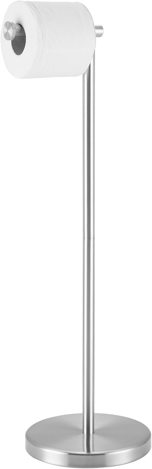 KES Gold Toilet Paper Holder Free Standing SUS 304 Stainless Steel Rustproof Pedestal Lavatory Tissue Roll Holder Floor Stand Modern Brushed Gold Finish, BPH283S1-BZ