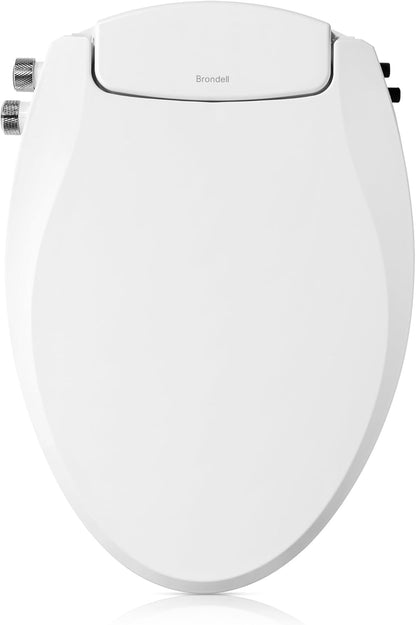 Brondell Bidet Toilet Seat Non-Electric Swash Ecoseat, Fits Elongated Toilets, White - Dual Nozzle System, Ambient Water Temperature - Bidet with Easy Installation