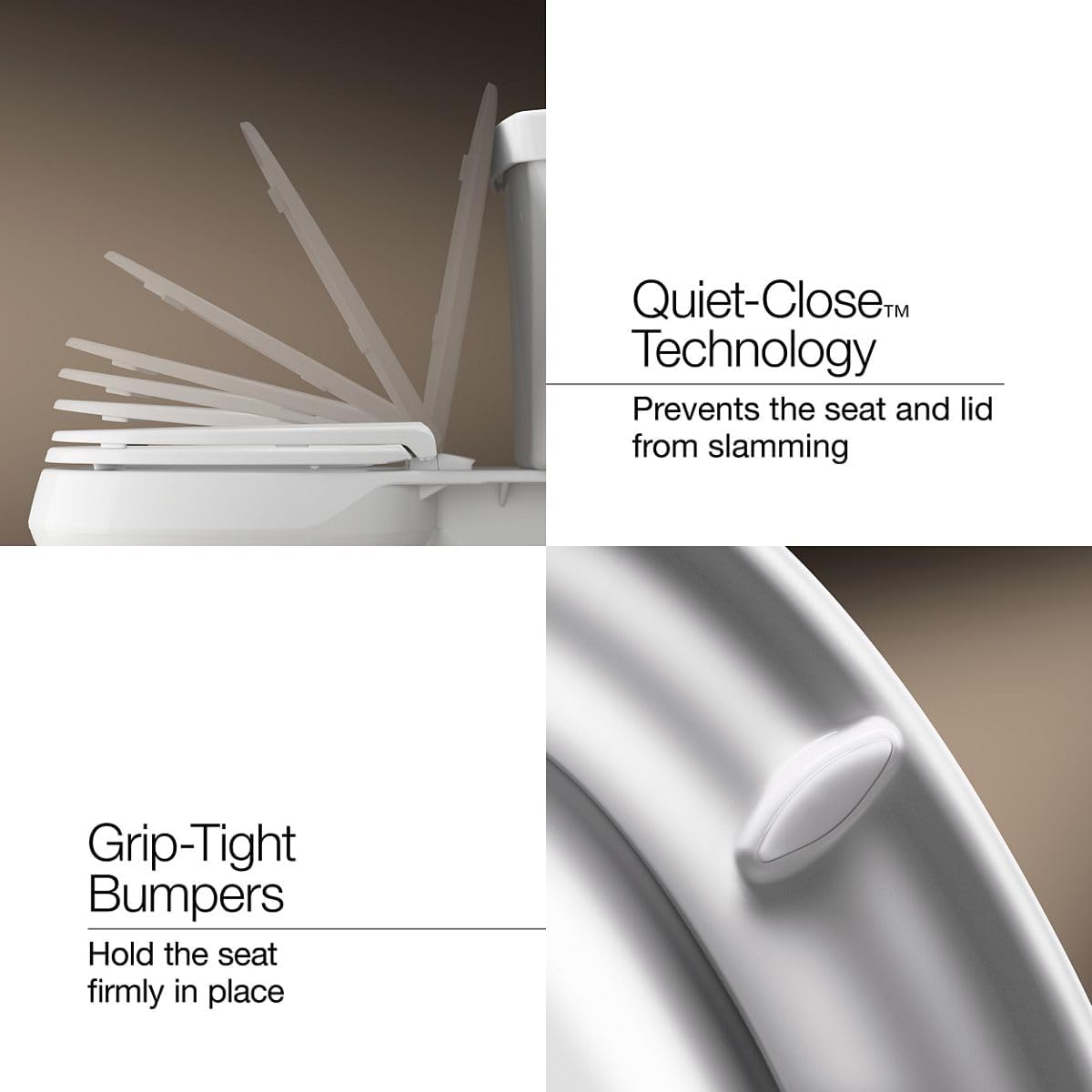 KOHLER 4636-RL-96 Cachet ReadyLatch Elongated Toilet Seat Slow Close Soft Close, Toilet Seat Quiet Lid, Contoured Grip-Tight Bumpers Installation Hardware, Apartment Essentials, Biscuit