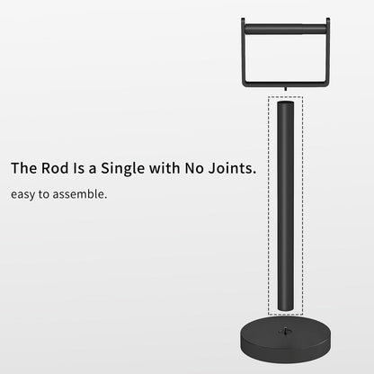 YUMORE Toilet Paper Holder Free Standing, Stainless Steel Toilet Paper Stand, Weighted Base Floor Tissue Roll Holder for Bathroom, Matte Black 200UP