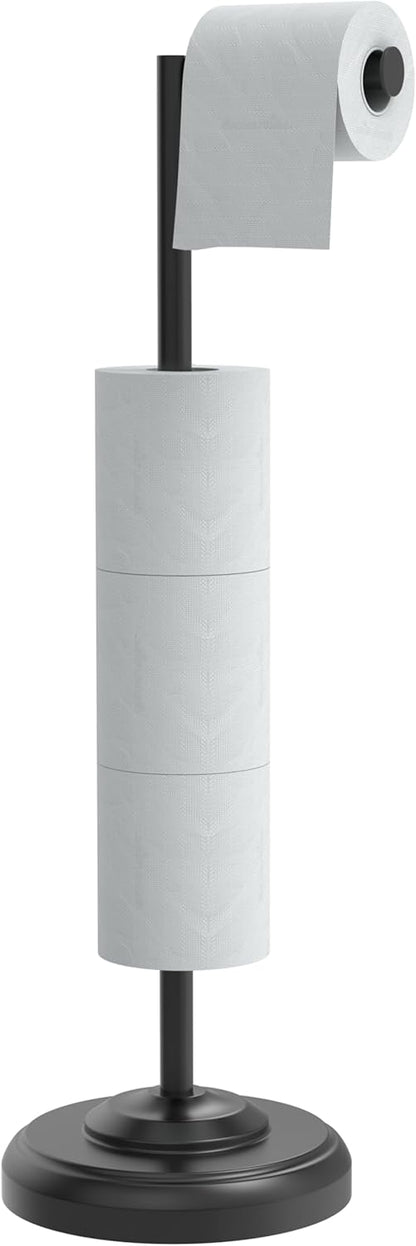 Toilet Paper Holder Stand, Brushed Nickel Toilet Paper Holder Free Standing, Post Pivoting Design & Stable Weighted Base SUS304 Stainless Steel for Bathroom(Mega Roll)