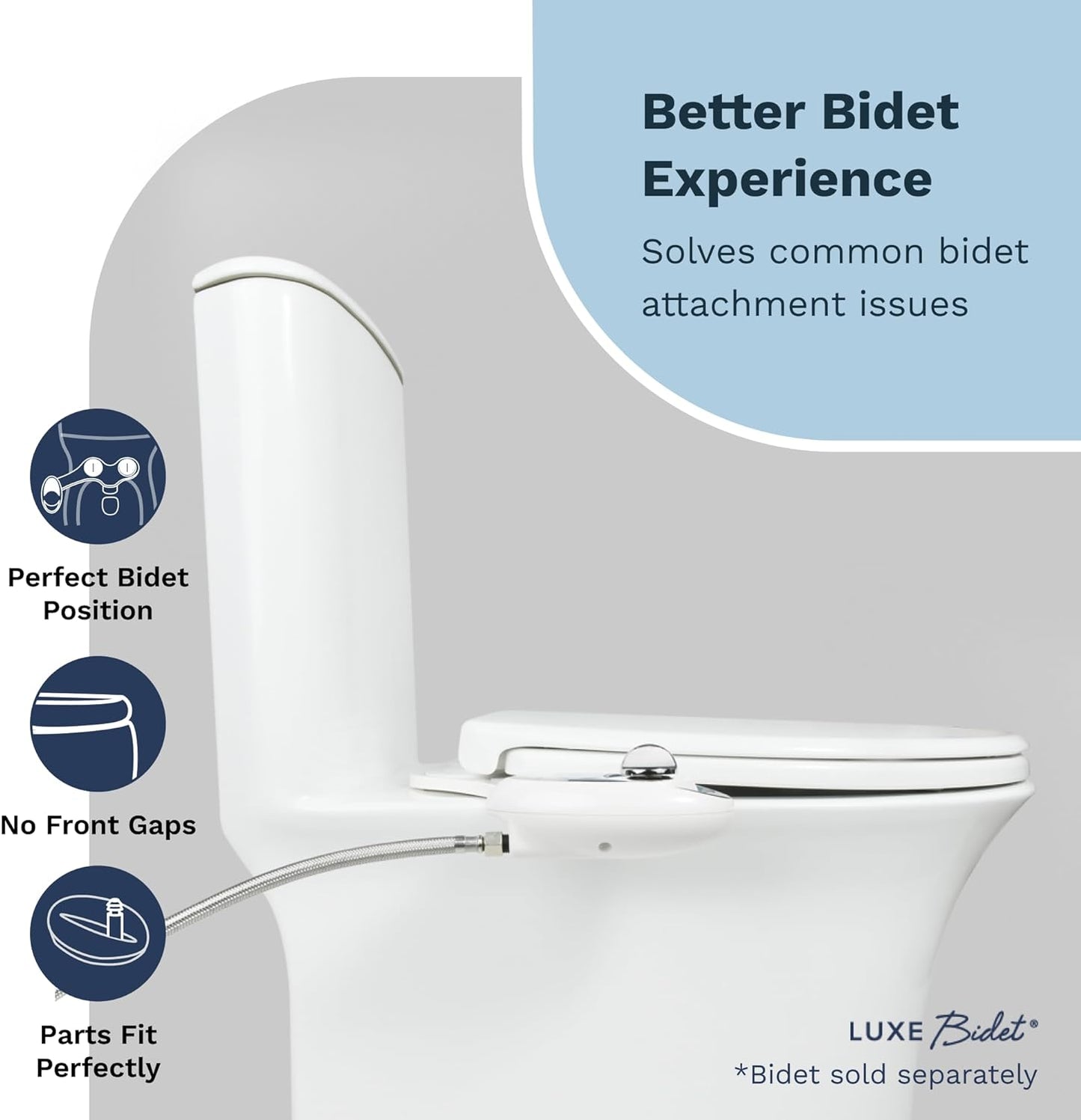 LUXE TS1008E Elongated Comfort Fit Toilet Seat with Slow Close, Quick Release Hinges, and Non-Slip Bumpers (White)