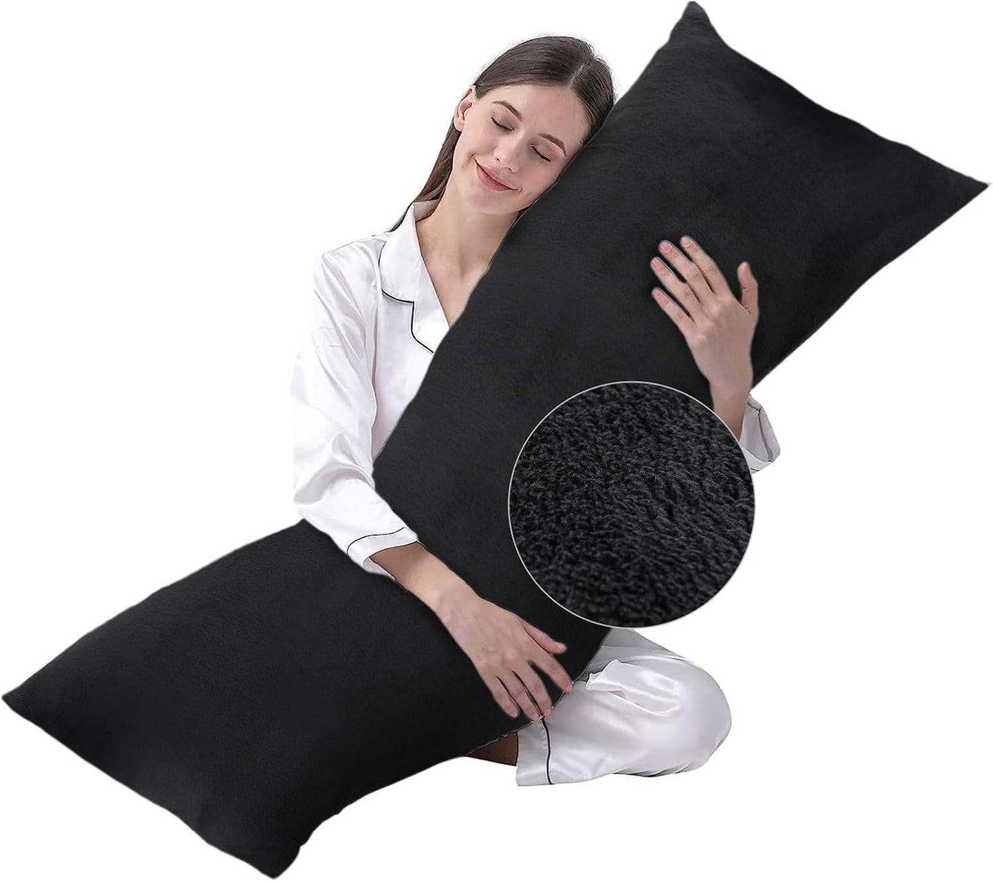 DOWNCOOL Large Body Pillow Insert with Cooling Cover - Soft Long Bed Pillow for Summer - Breathable Full Body Pillow for Adults - 20x54 inch (Grey, with Cover)