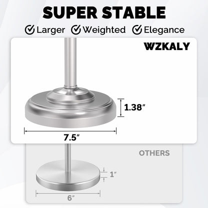 Toilet Paper Holder Stand, Brushed Nickel Toilet Paper Holder Free Standing, Post Pivoting Design & Stable Weighted Base SUS304 Stainless Steel for Bathroom(Mega Roll)