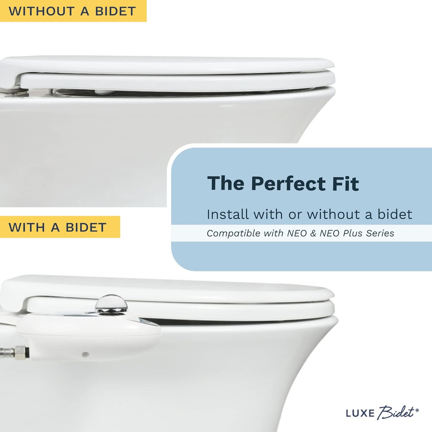 LUXE TS1008E Elongated Comfort Fit Toilet Seat with Slow Close, Quick Release Hinges, and Non-Slip Bumpers (White)