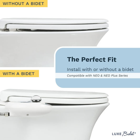 LUXE TS1008E Elongated Comfort Fit Toilet Seat with Slow Close, Quick Release Hinges, and Non-Slip Bumpers (White)