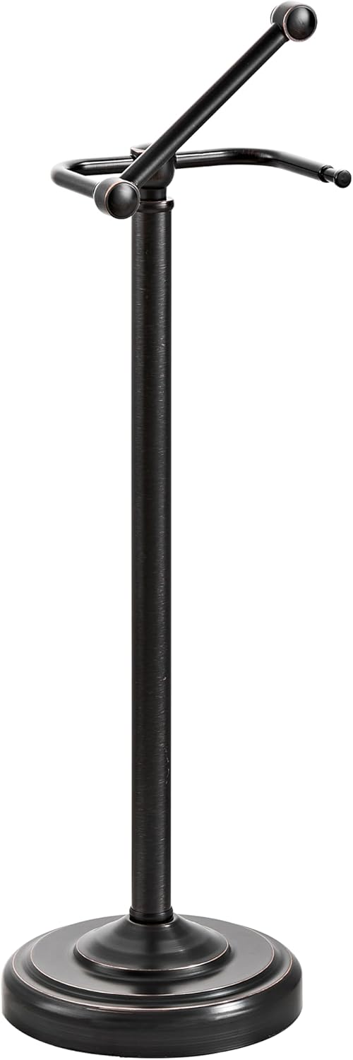 Toilet Paper Holder Stand, Brushed Nickel Toilet Paper Holder Free Standing, Post Pivoting Design & Stable Weighted Base SUS304 Stainless Steel for Bathroom(Mega Roll)