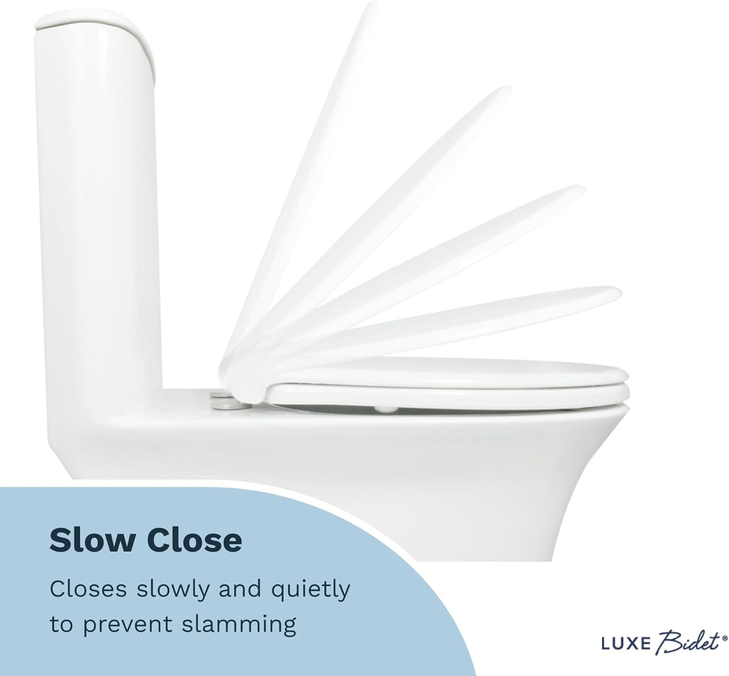 LUXE TS1008E Elongated Comfort Fit Toilet Seat with Slow Close, Quick Release Hinges, and Non-Slip Bumpers (White)