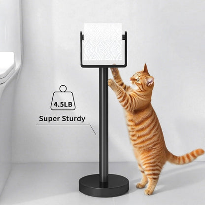 YUMORE Toilet Paper Holder Free Standing, Stainless Steel Toilet Paper Stand, Weighted Base Floor Tissue Roll Holder for Bathroom, Matte Black 200UP