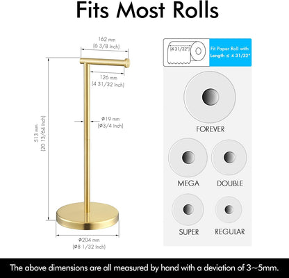 KES Gold Toilet Paper Holder Free Standing SUS 304 Stainless Steel Rustproof Pedestal Lavatory Tissue Roll Holder Floor Stand Modern Brushed Gold Finish, BPH283S1-BZ
