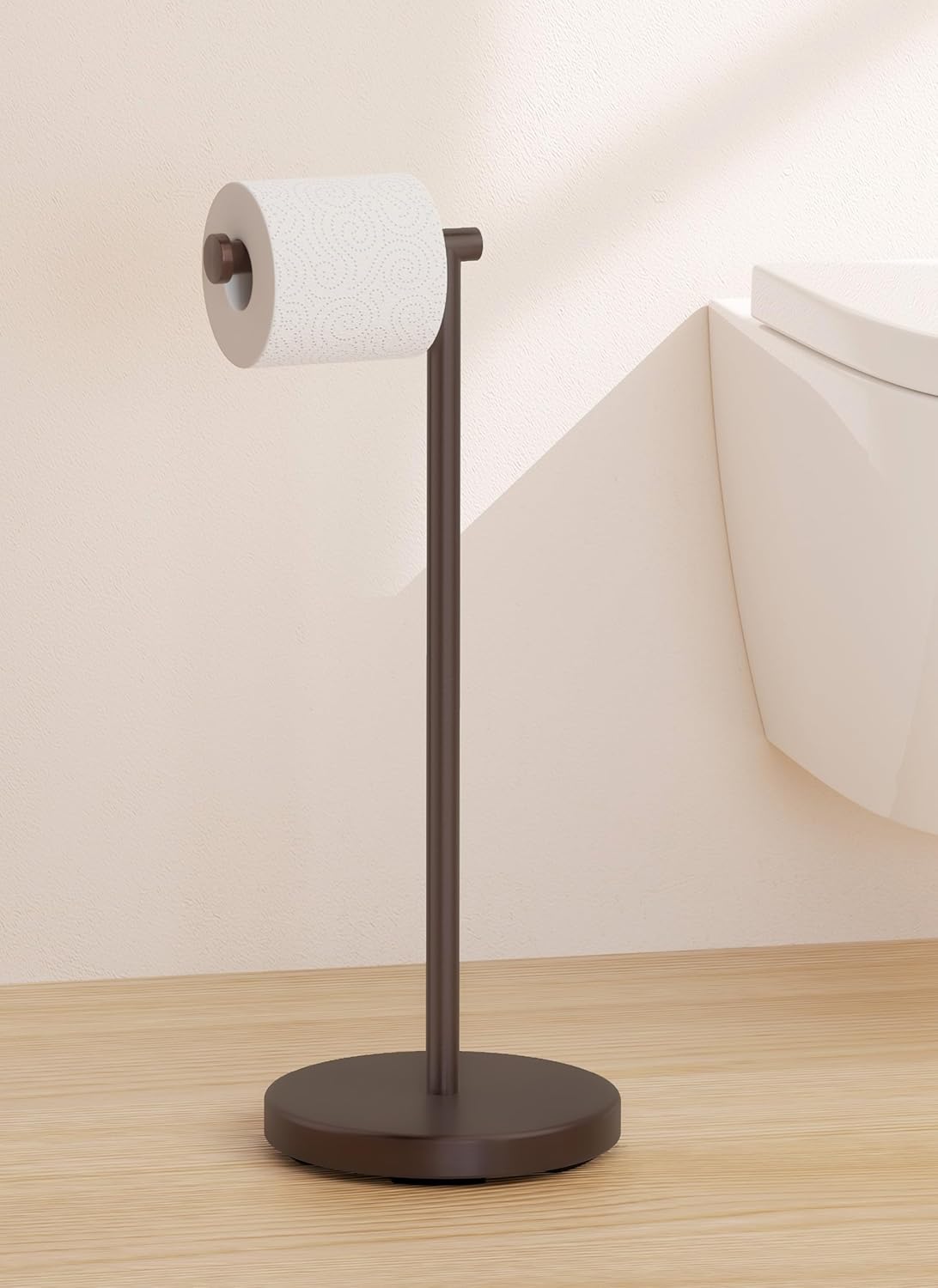 KES Gold Toilet Paper Holder Free Standing SUS 304 Stainless Steel Rustproof Pedestal Lavatory Tissue Roll Holder Floor Stand Modern Brushed Gold Finish, BPH283S1-BZ