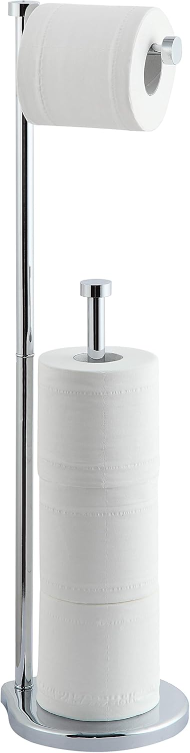 SunnyPoint Free Standing Bathroom Toilet Paper Holder Stand with Reserve, Reserve Area has Enough Space for Jumbo Roll