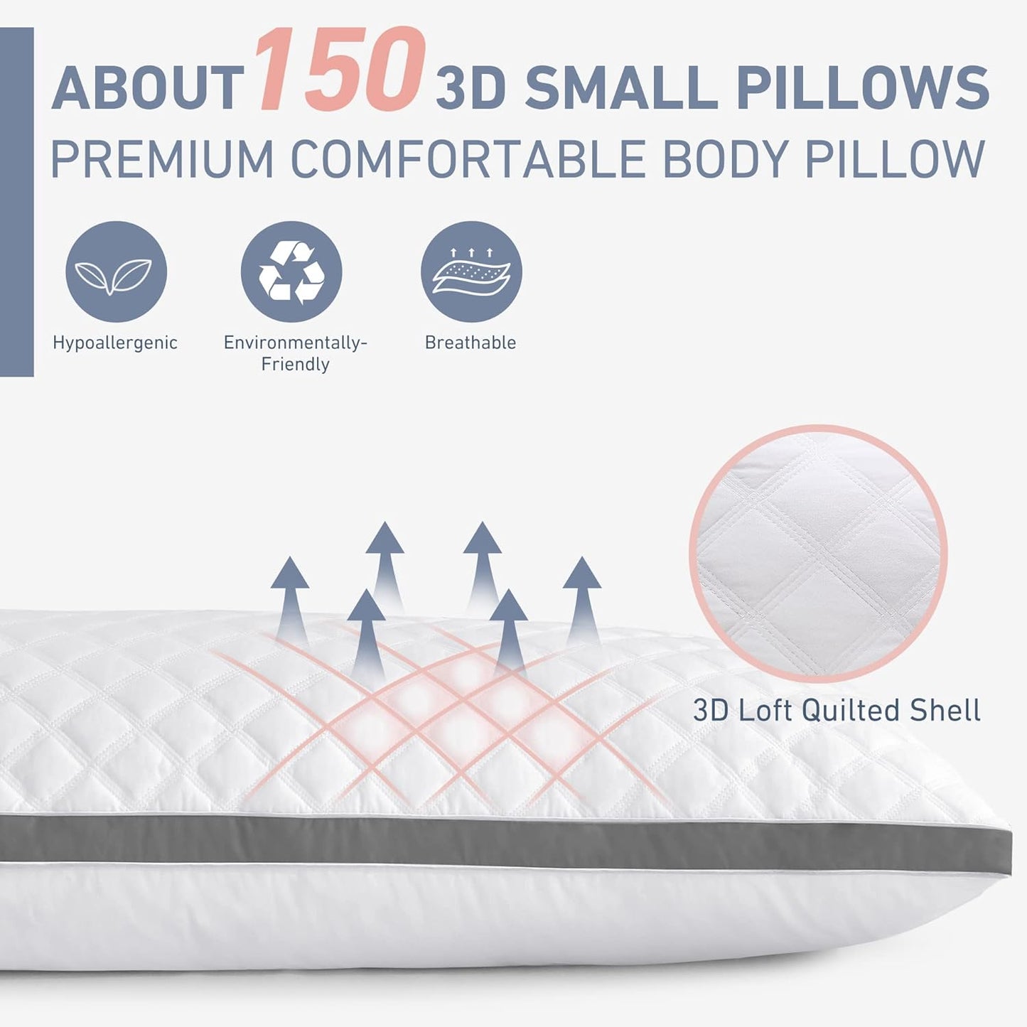 Leeden Body Pillow for Adults - Premium White Firm Fluffy Long Pillow - 21 x 54 Soft Plush Full Body Pillows - Adjustable Side Pillow for Sleeping