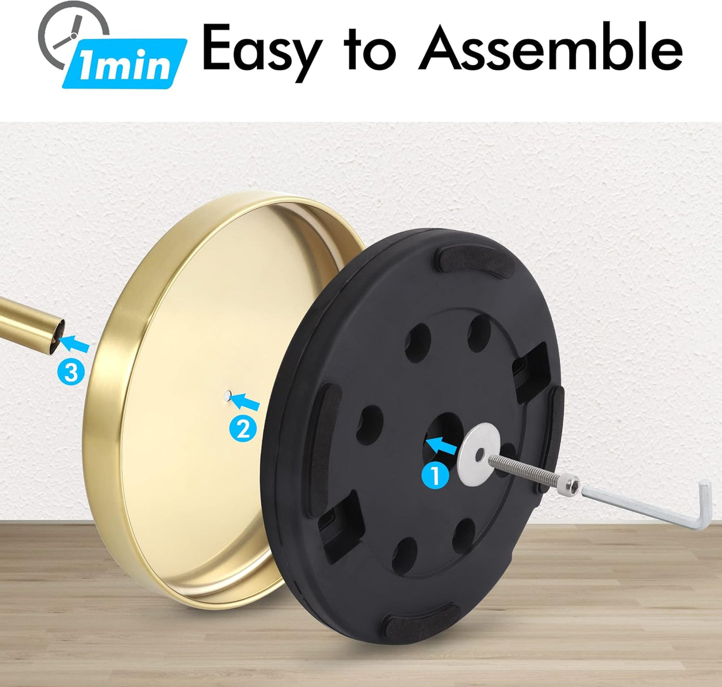 KES Gold Toilet Paper Holder Free Standing SUS 304 Stainless Steel Rustproof Pedestal Lavatory Tissue Roll Holder Floor Stand Modern Brushed Gold Finish, BPH283S1-BZ