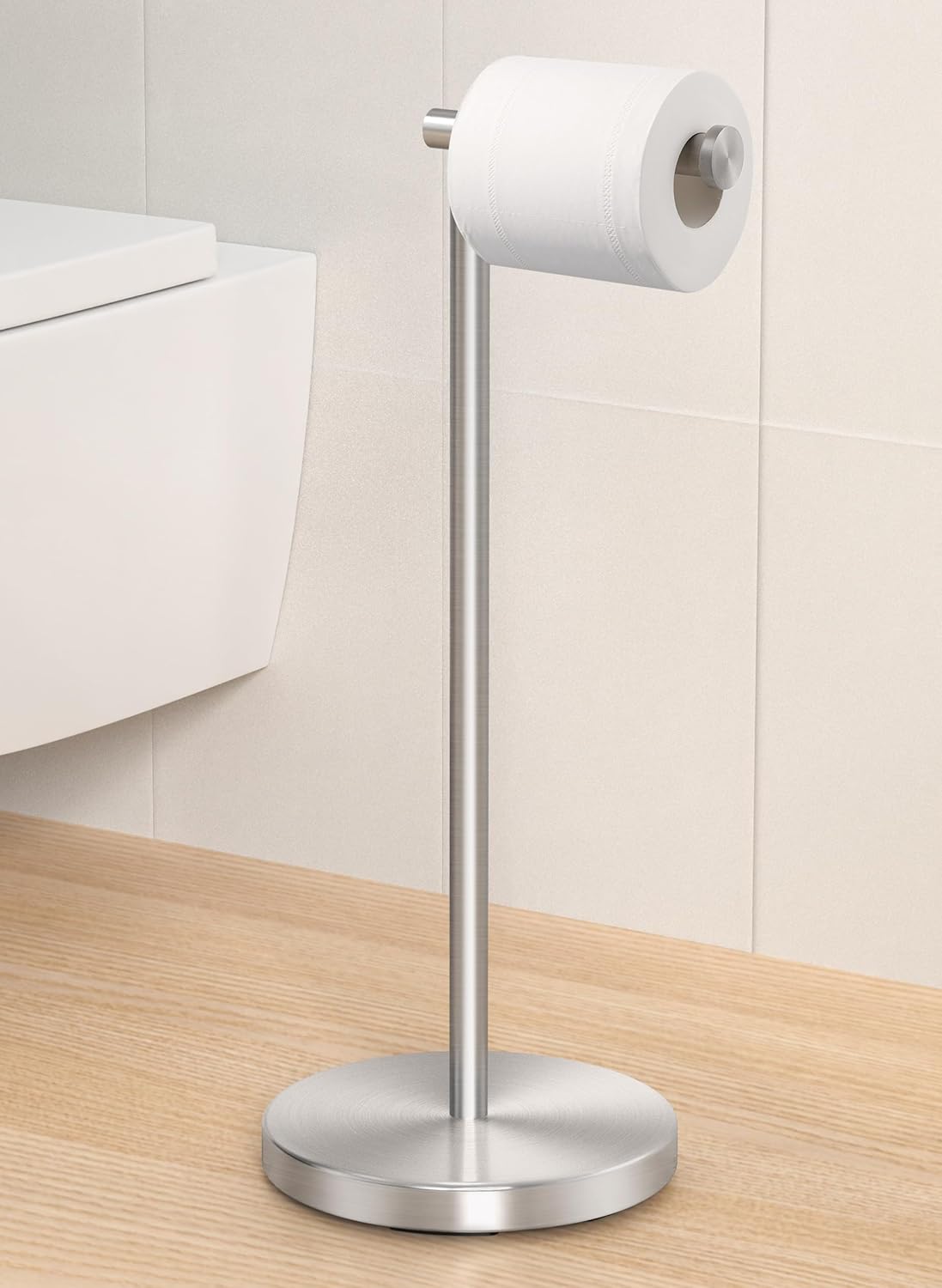 KES Gold Toilet Paper Holder Free Standing SUS 304 Stainless Steel Rustproof Pedestal Lavatory Tissue Roll Holder Floor Stand Modern Brushed Gold Finish, BPH283S1-BZ