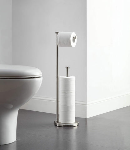 SunnyPoint Free Standing Bathroom Toilet Paper Holder Stand with Reserve, Reserve Area has Enough Space for Jumbo Roll